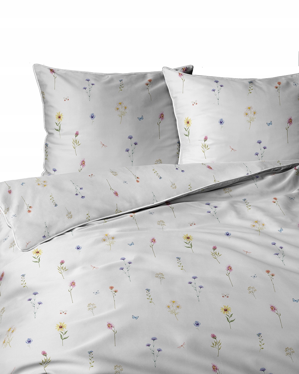 Pościel bawełniana z perkalu z lamówka 220x200 Lame Percale Perkal kwiaty