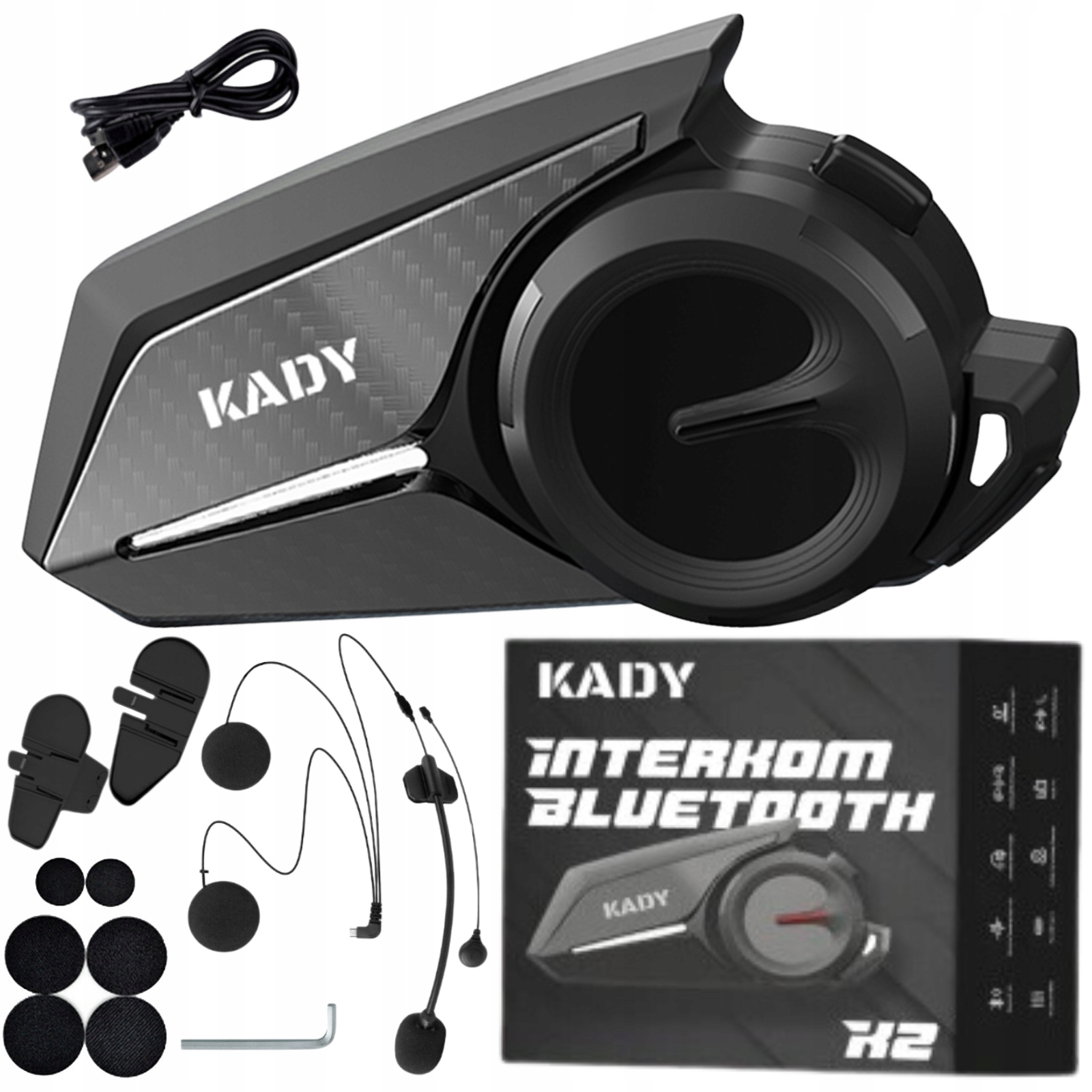 Motocyklový Interkom Kady K2 Bluetooth Polský Lektor