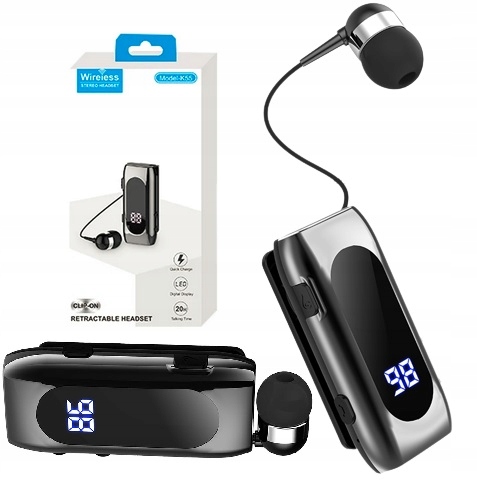 

Słuchawka Bluetooth Zestaw Słuchawkowy Klips Led