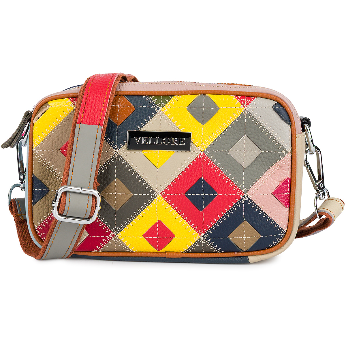 Barevná kožená dámská kabelka Patchwork Kabelka přes rameno Malá taška