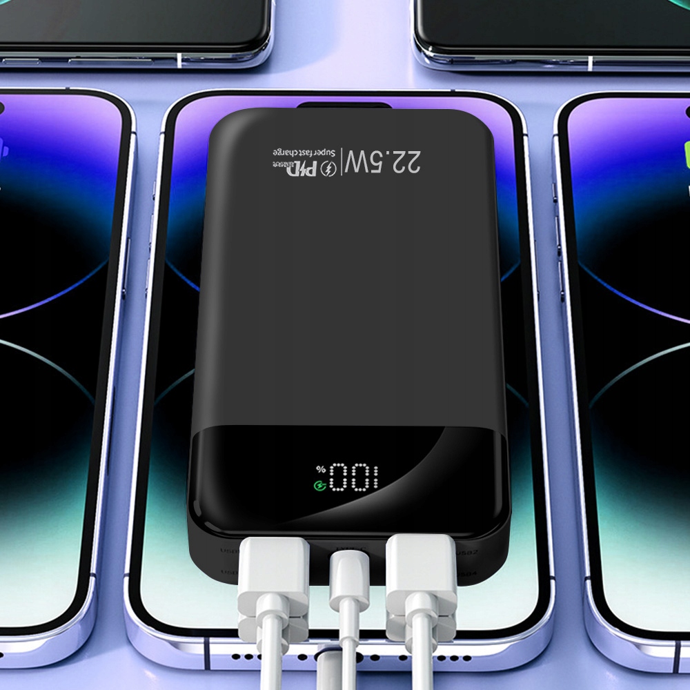 Rychlá Bezpečná Powerbanka 30000 Mah 22.5W Pd Usb C Nabíjejte Více Zařízení