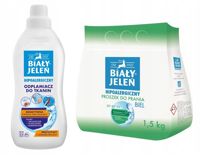 Biały Jeleń Proszek Hipoalergiczny Do Prania Białych Ubrań Odplamiacz 1L