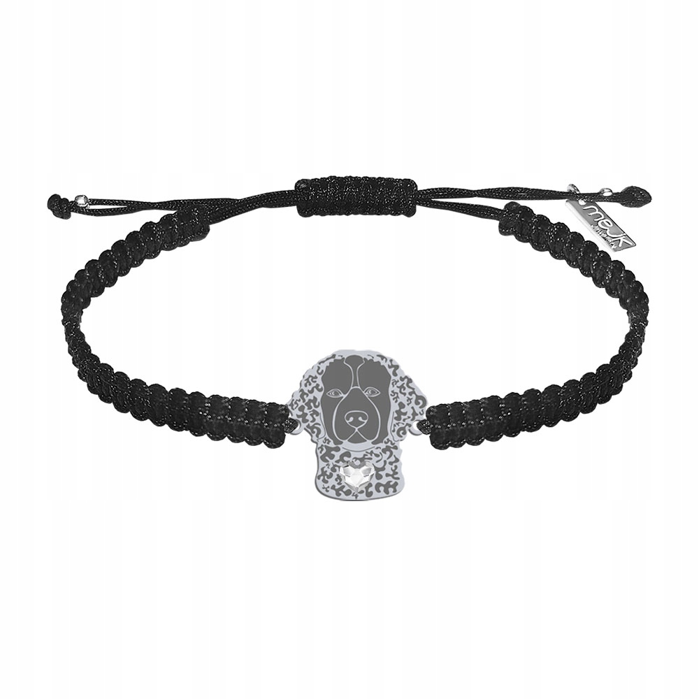 Stříbrný náramek s Curly Coated Retriever 925 Makramé Gravírování Bonus