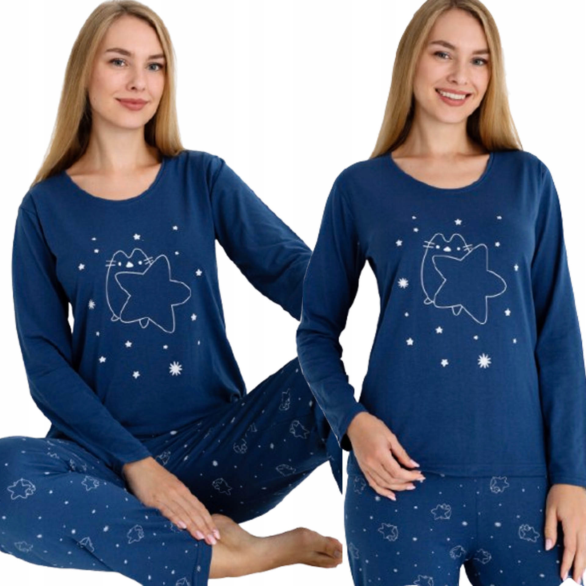 Dámské pyžamo z bavlny, dlouhé, pohodlné, Milutka XXL