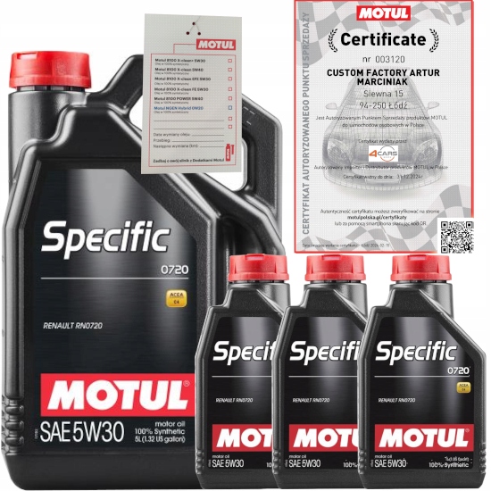 MOTUL SPECIFIC 0720 5W30 8L RENAULT RN0720 MB 226.51 + ZAWIESZKA