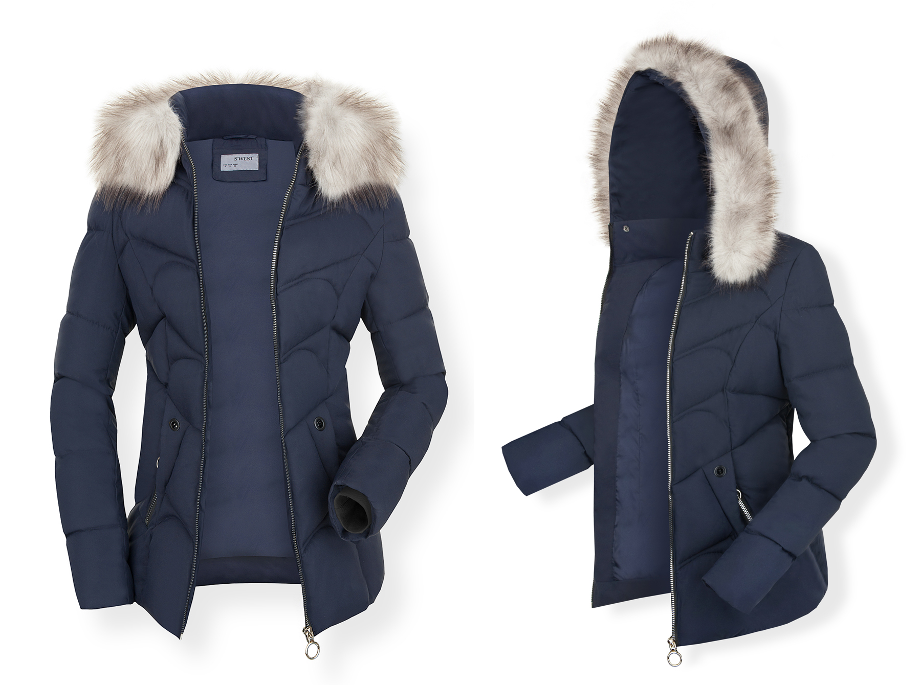 

Stylowa kurtka zimowa damska Kaptur Z Puszkiem XXL