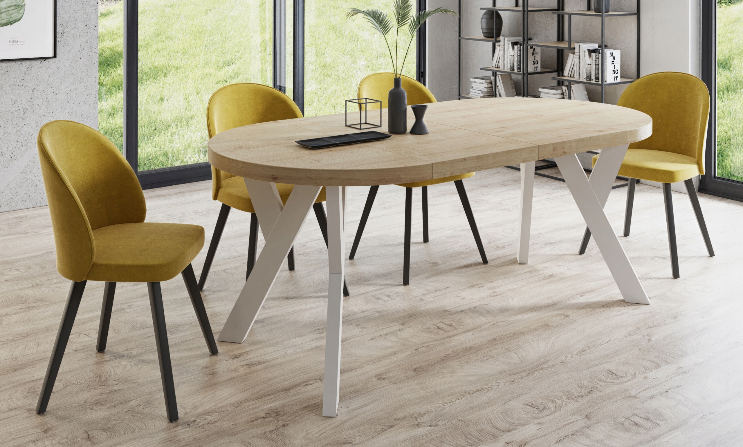 OKRĄGŁY STÓŁ 100/200 rozkładany LOFT PERO Materiał blatu płyta laminowana