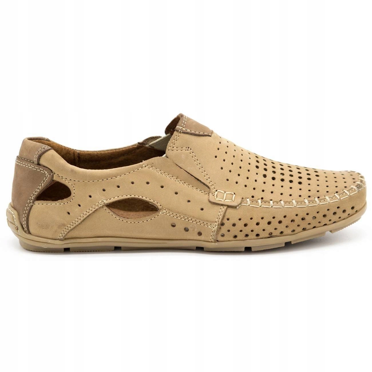 Pánské kožené mokasíny na léto Polské 901 béžové 41
