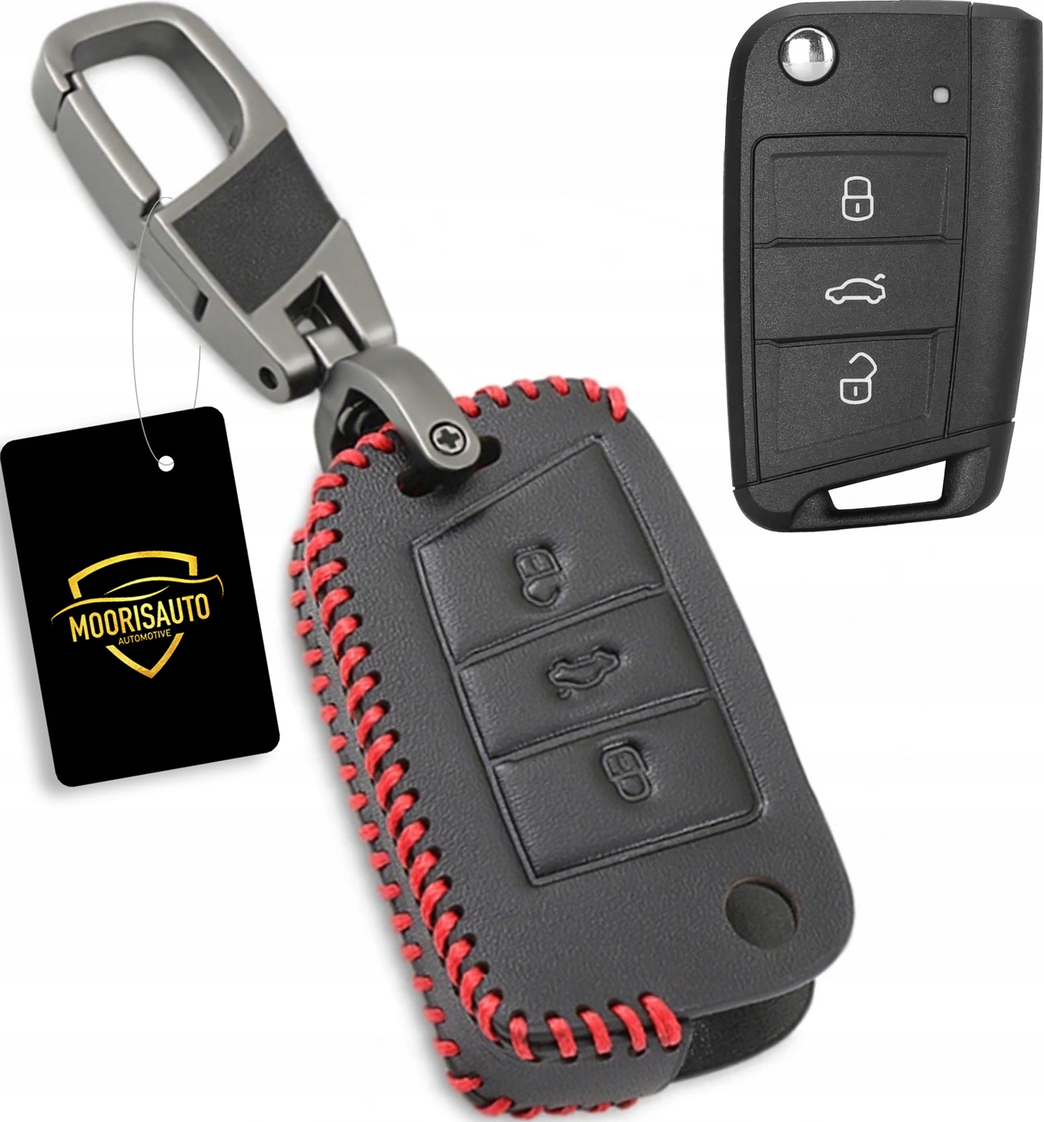 Skórzane etui pokrowiec na kluczyk Vw Golf 7 Tiguan Skoda Kodiaq Seat Leon