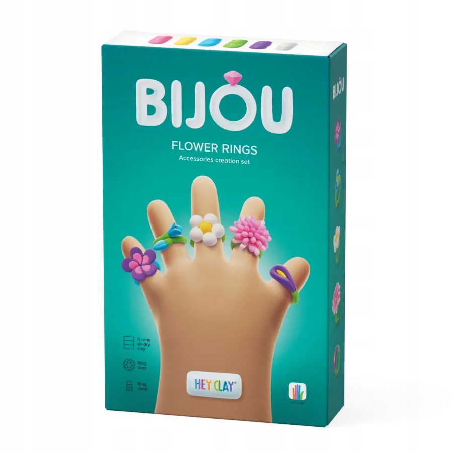 HEY CLAY MASA PLASTYCZNA BIJOU BIŻUTERIA FLOWER RINGS KWIECITE PIERŚCIONK4 Marka TM Toys