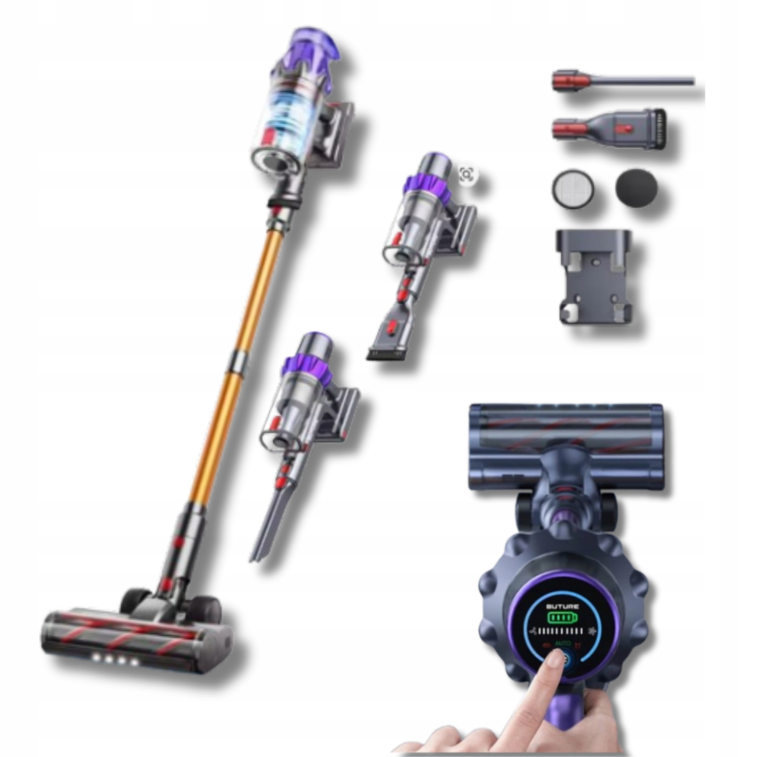 Tyčový Vysavač Buture VC80 Bezdrátový ruční bezsáčkový Led filtr