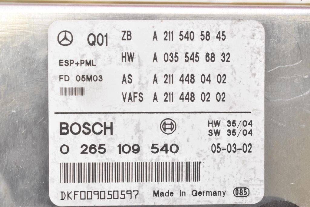 control unit module ESP A2115405845 MERCEDES E-class W211 1.8 compressor; 163 KM