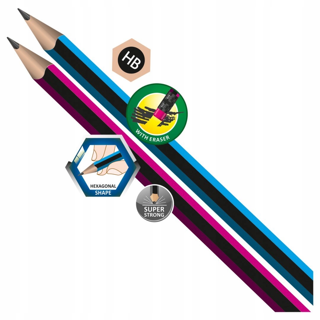 OŁÓWEK Z GUMKĄ HB SCHOOL STUDENT COLORINO Twardość HB