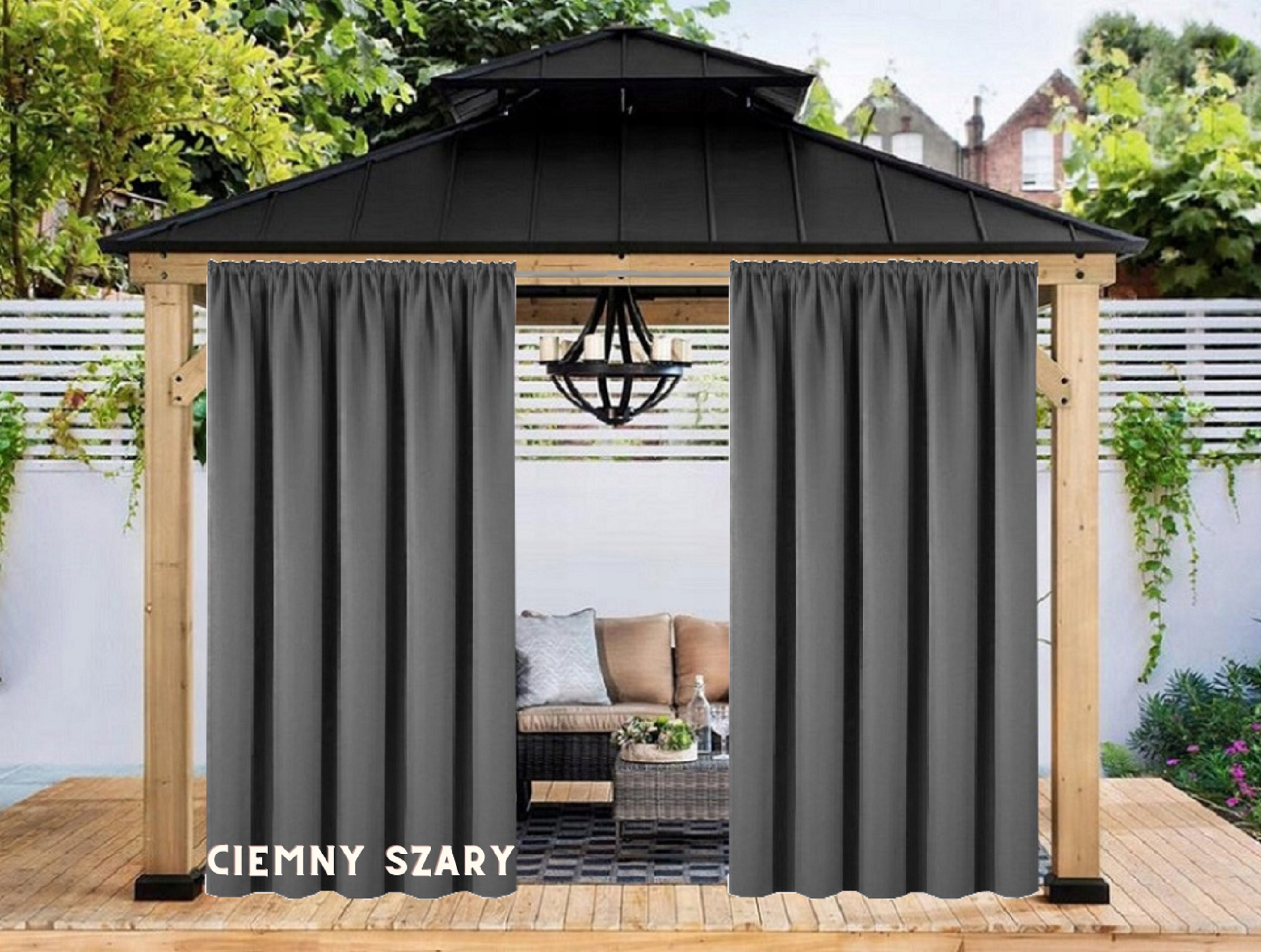 ZASŁONY OGRODOWE 155x240 DO ALTANY TARASU WODOODPORNE ZASŁONA NA ZEWNĄTRZ Szerokość 155 m