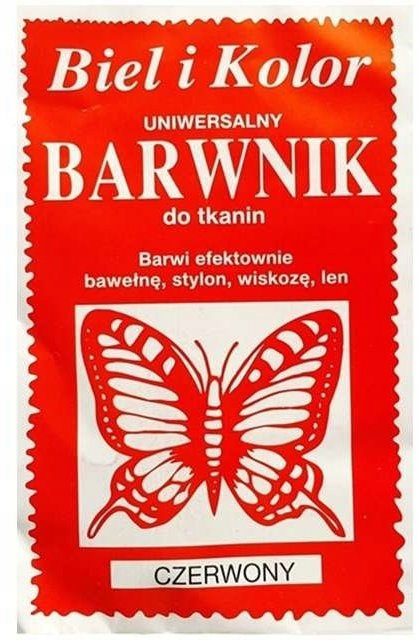 

Barwnik do tkanin ubrań czerwony 10g 31kol.
