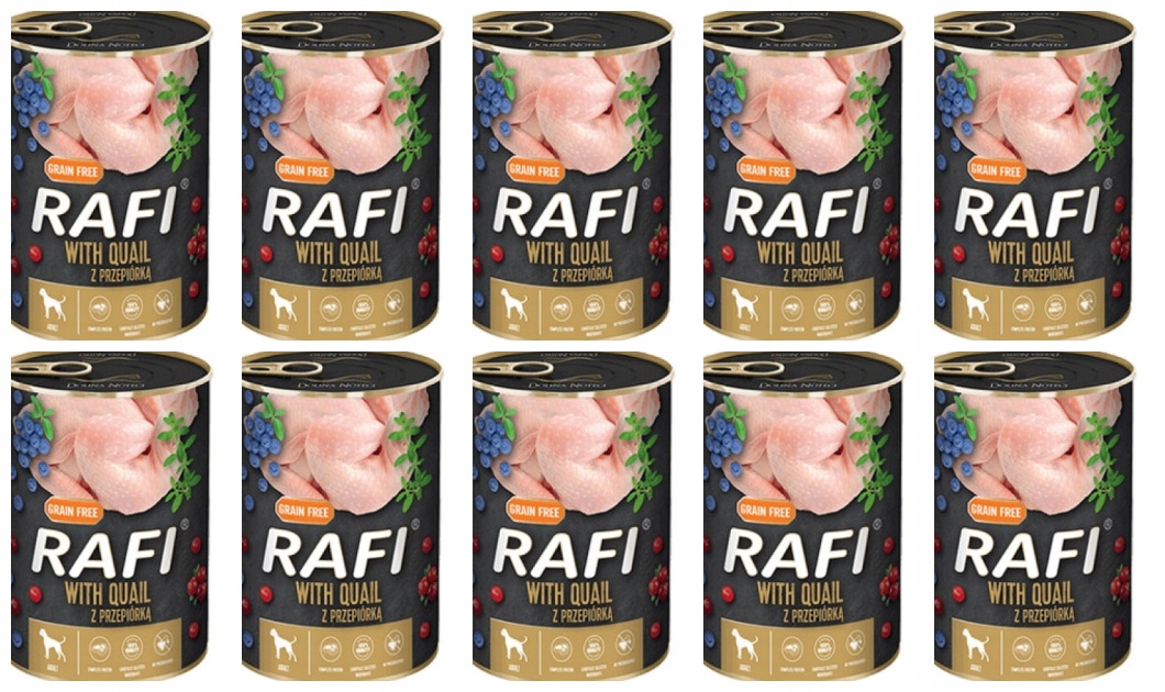 Levně Krmivo Mokré Pro Psa S Křepelkou 800 G Rafi X10 Ks