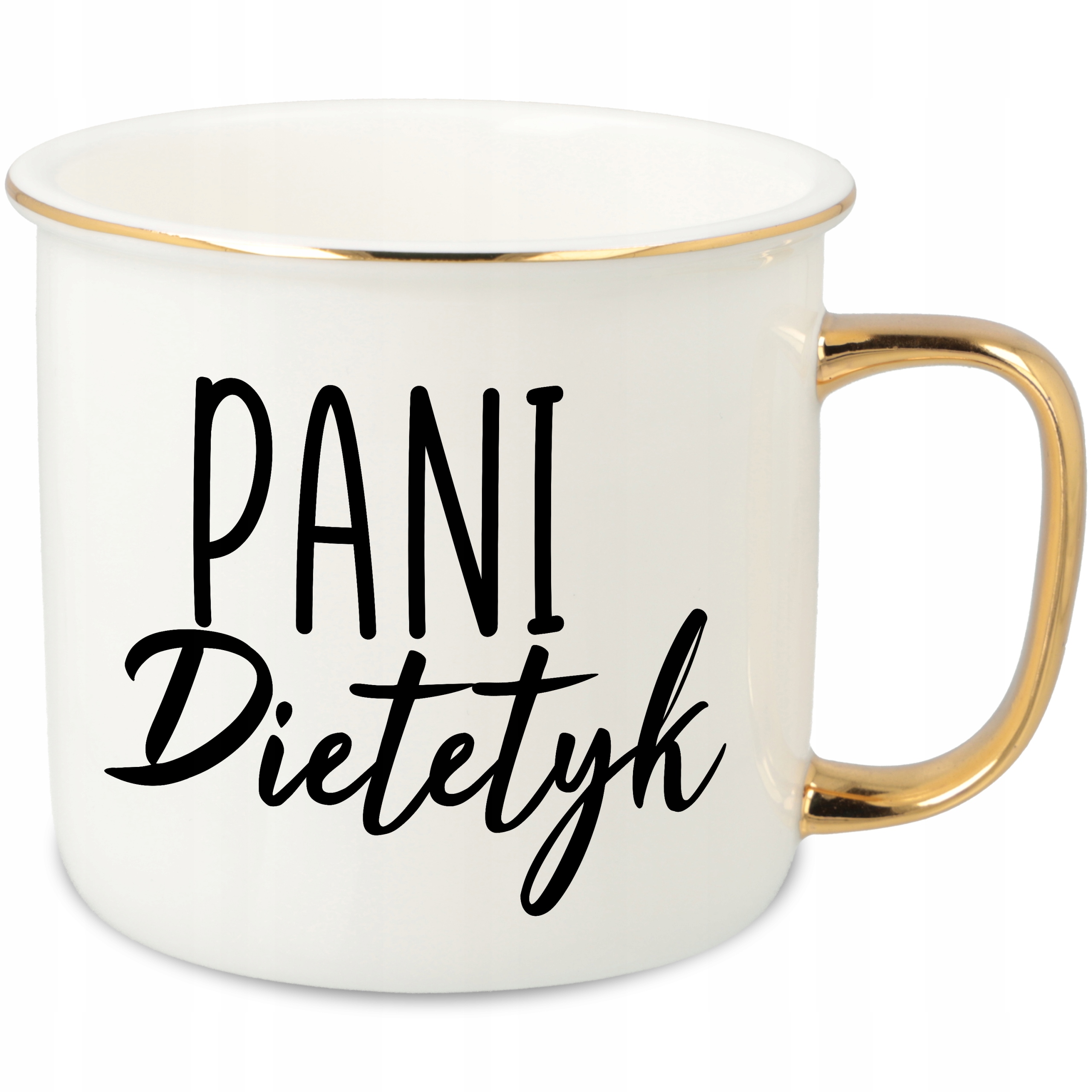 Hrnek Ucho Forma Zlatý Porcelánový Retro 280ML Dárek Pro Paní Dietologku