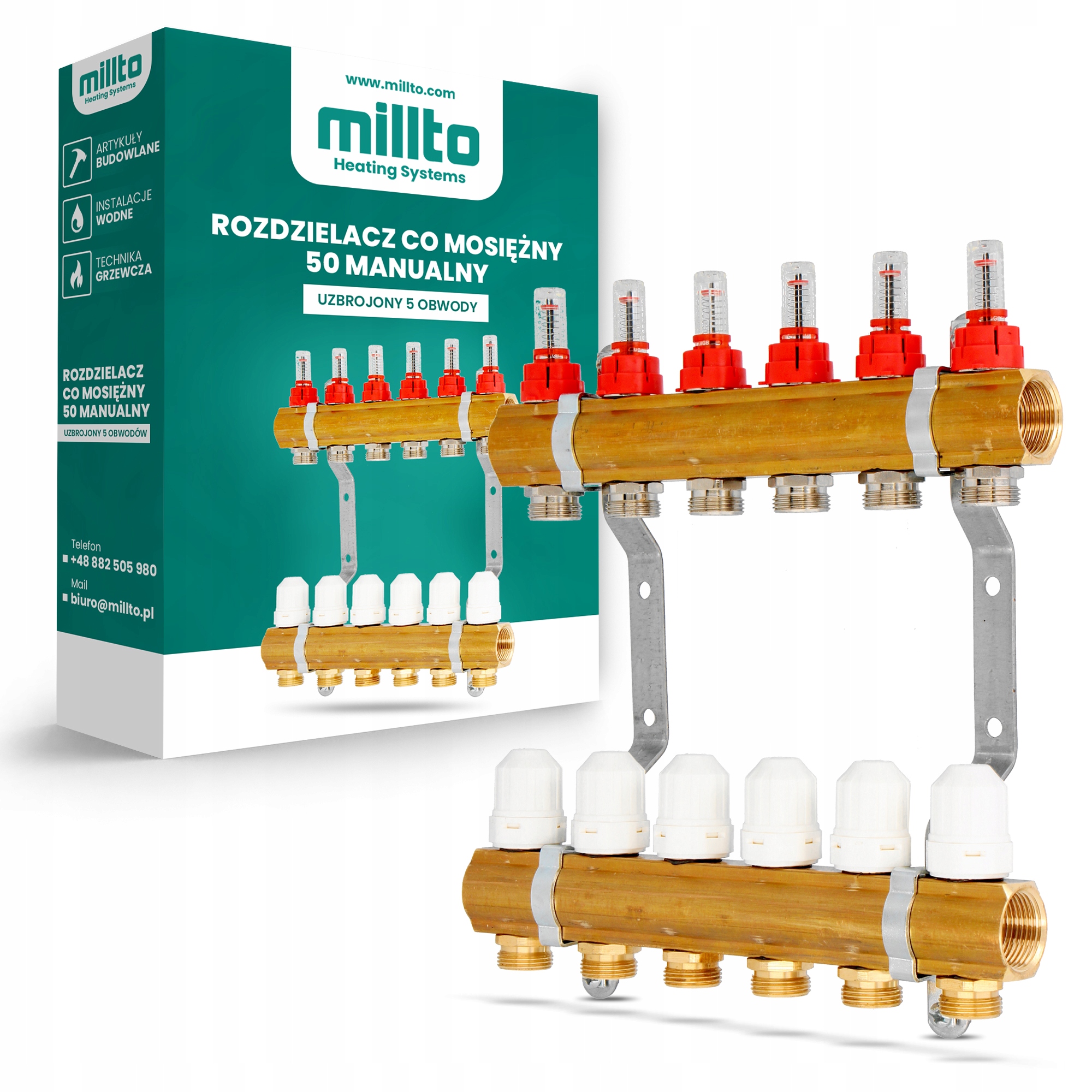 Kolektor 6-sekčný C.o. na podlahu, mosadz