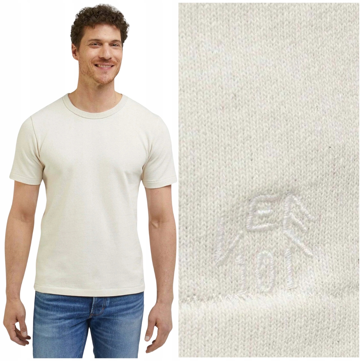 Lee 101 Core Tee Ecru krémové bavlněné tričko tričko S