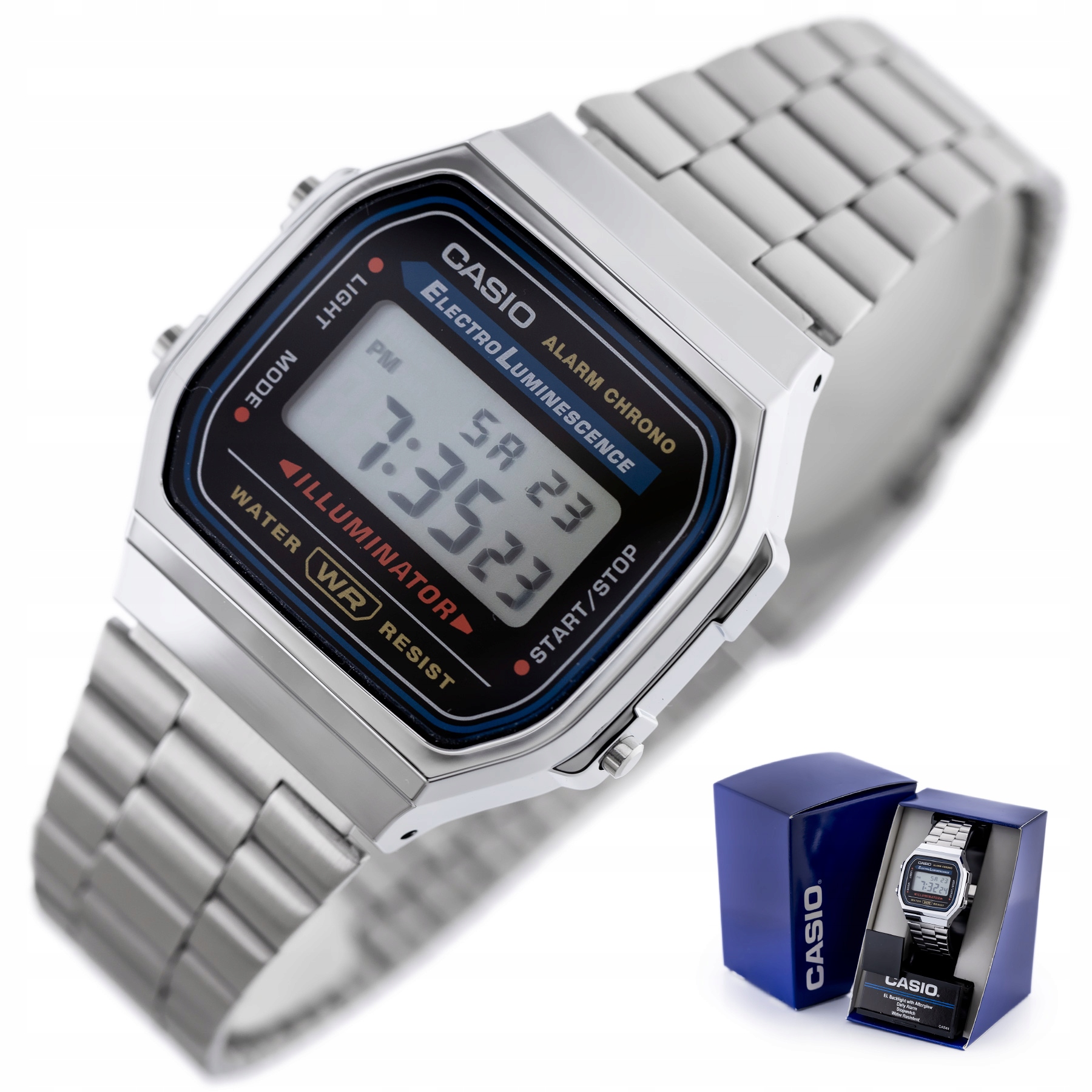 Pánské Hodinky Casio Retro Vintage A168WA stopky alarm datumovka Box Gravírování