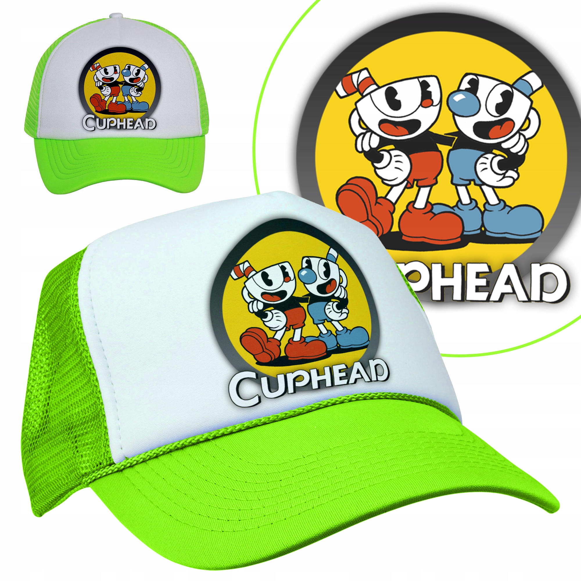 

Czapka Limonka z Daszkiem Na Lato Cuphead