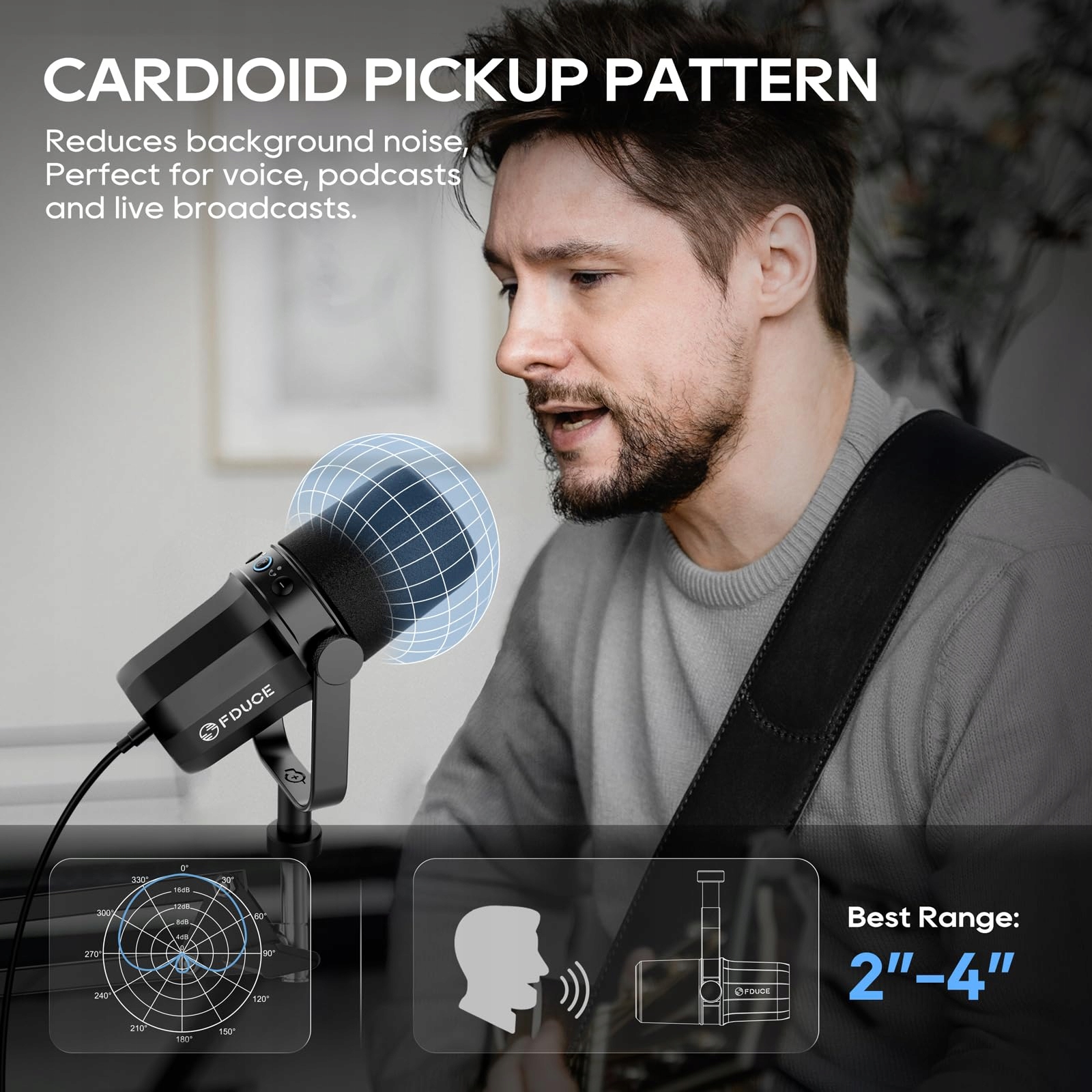 FDUCE SL40+ Mikrofon USB XLR Do Podcastów Gier i Streamingu — miniatura 6