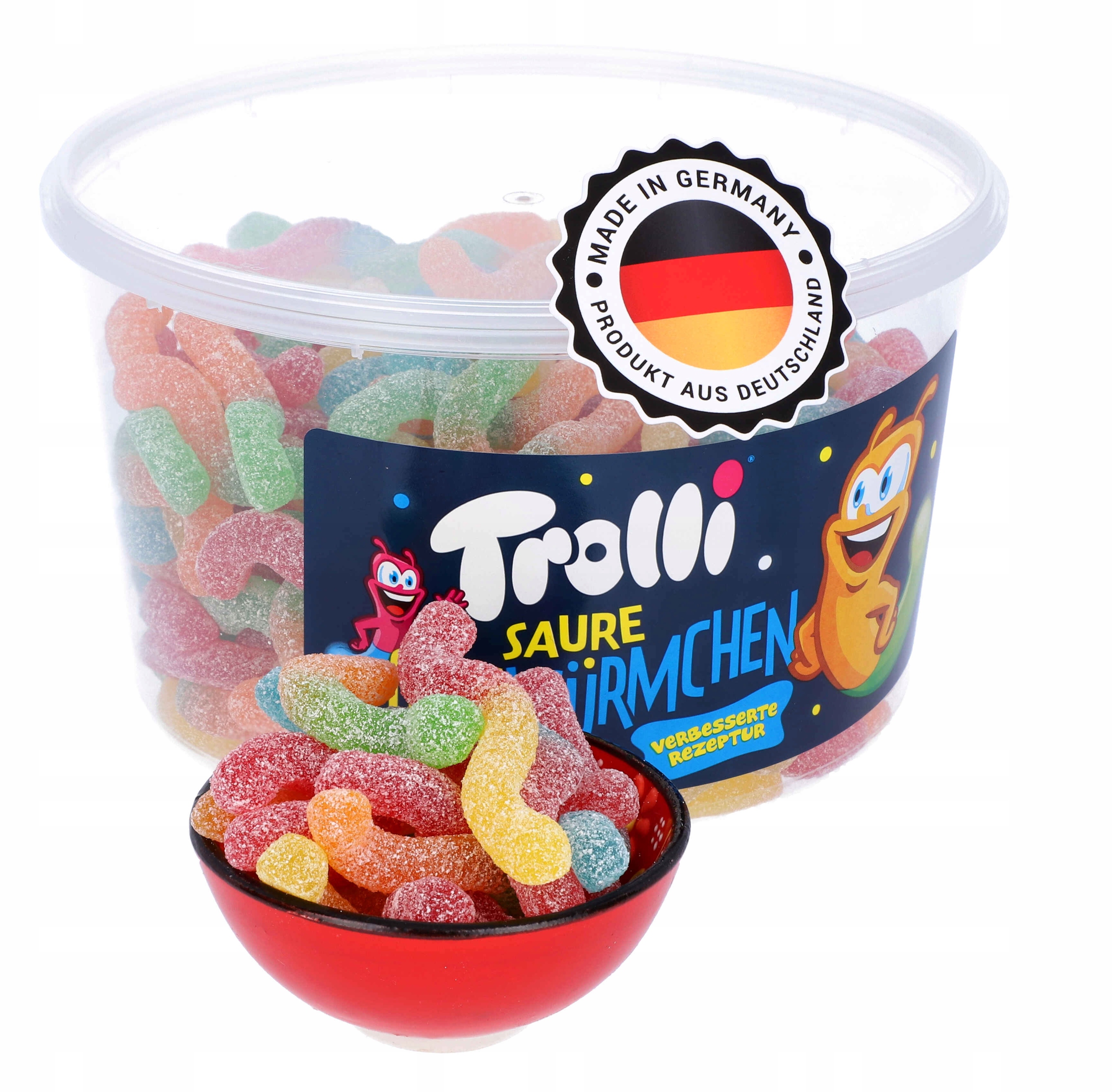 Trolli żelki kwaśne Robaczki Robaki Sour Glowworms Owocowe 150 szt 1050g DE Kod producenta 301122