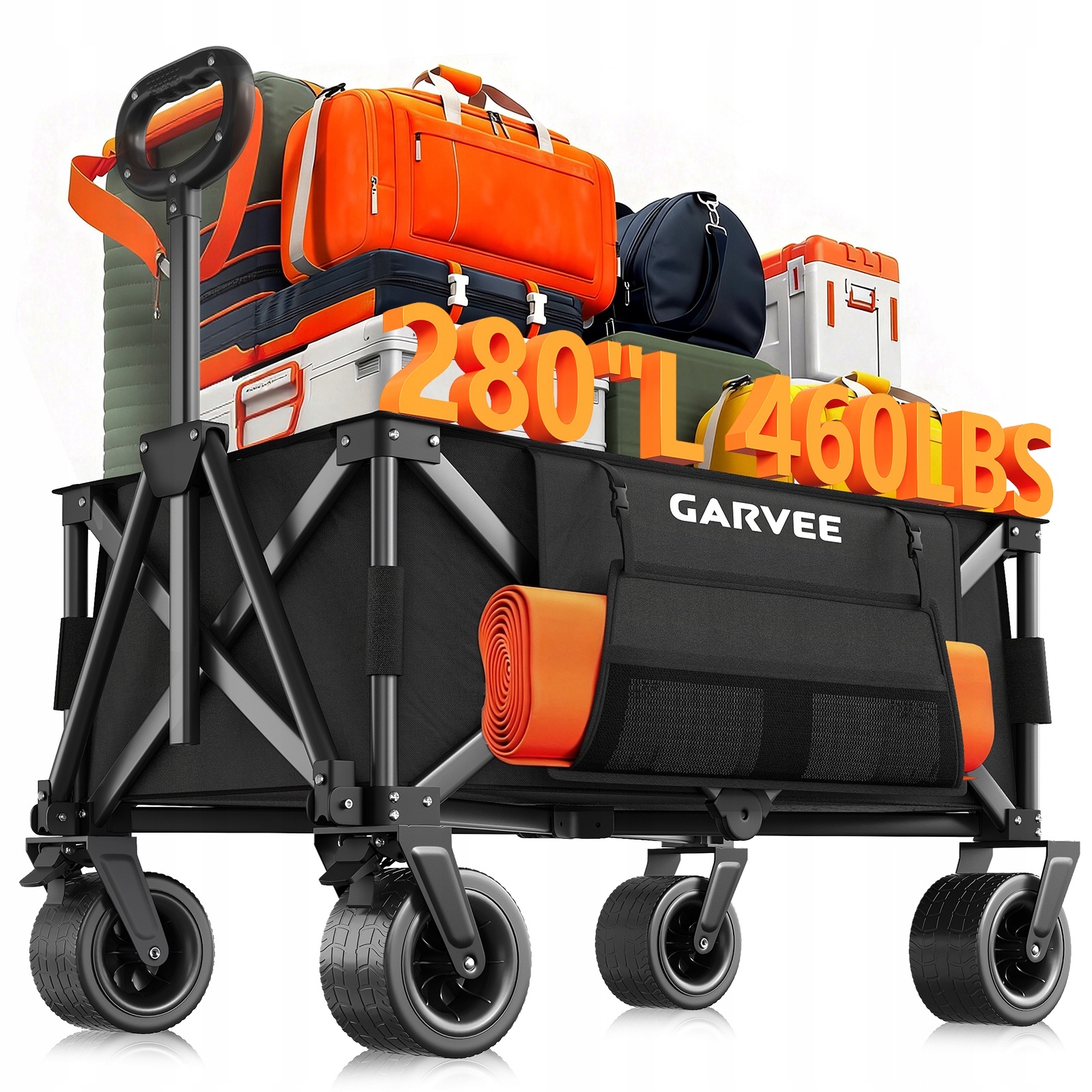 Skládací zahradní a kempingový vozík, Terénní kola, Snadný a kompaktní