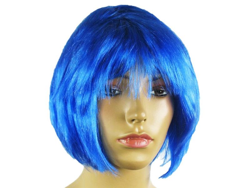PERUKA NIEBIESKA CHABROWA WŁOSY PÓŁDŁUGIE PROSTE