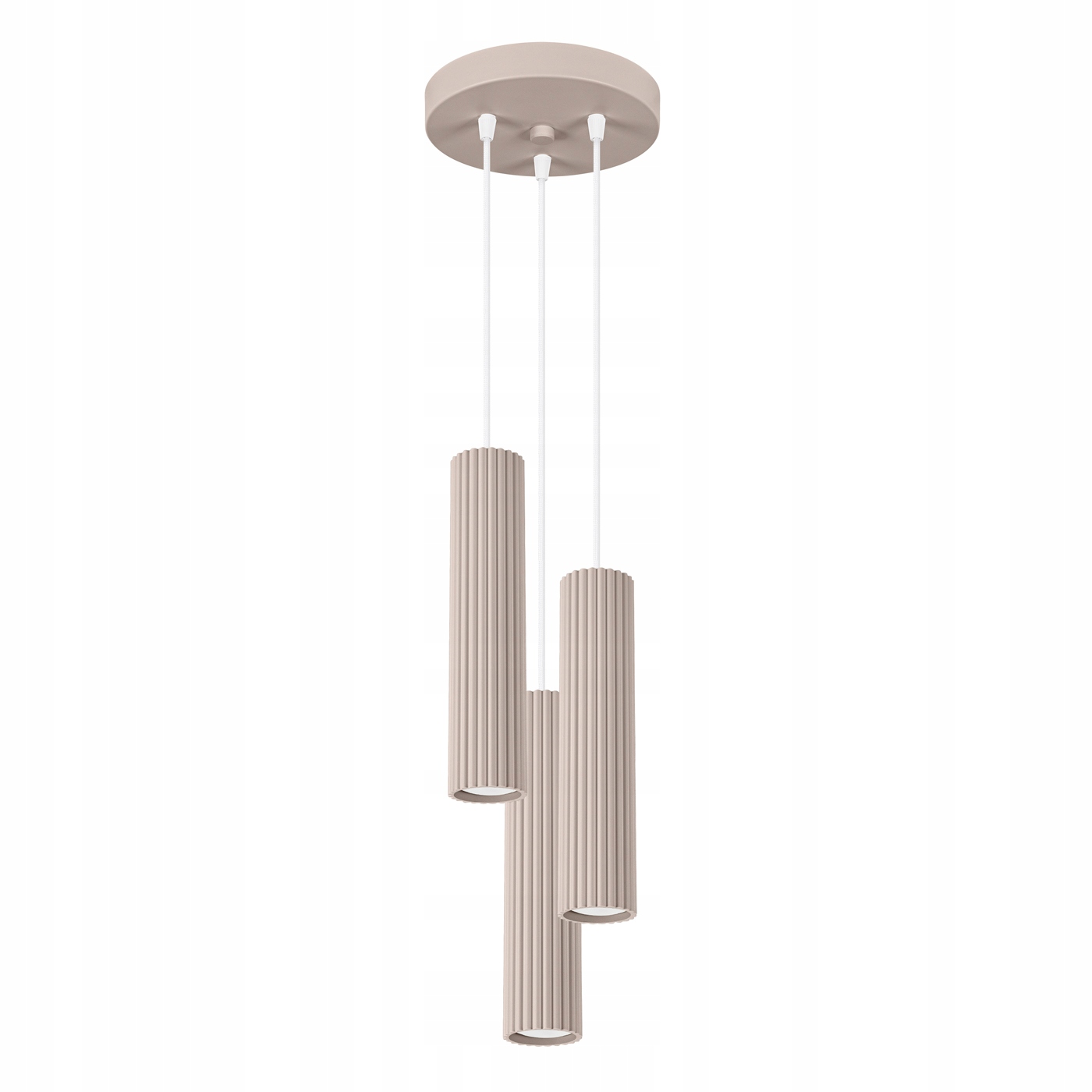 Závesná lampa okrúhla Ø20 cm 3 vrúbkované tuby taupe 3xGU10 10W Karbon Sollux