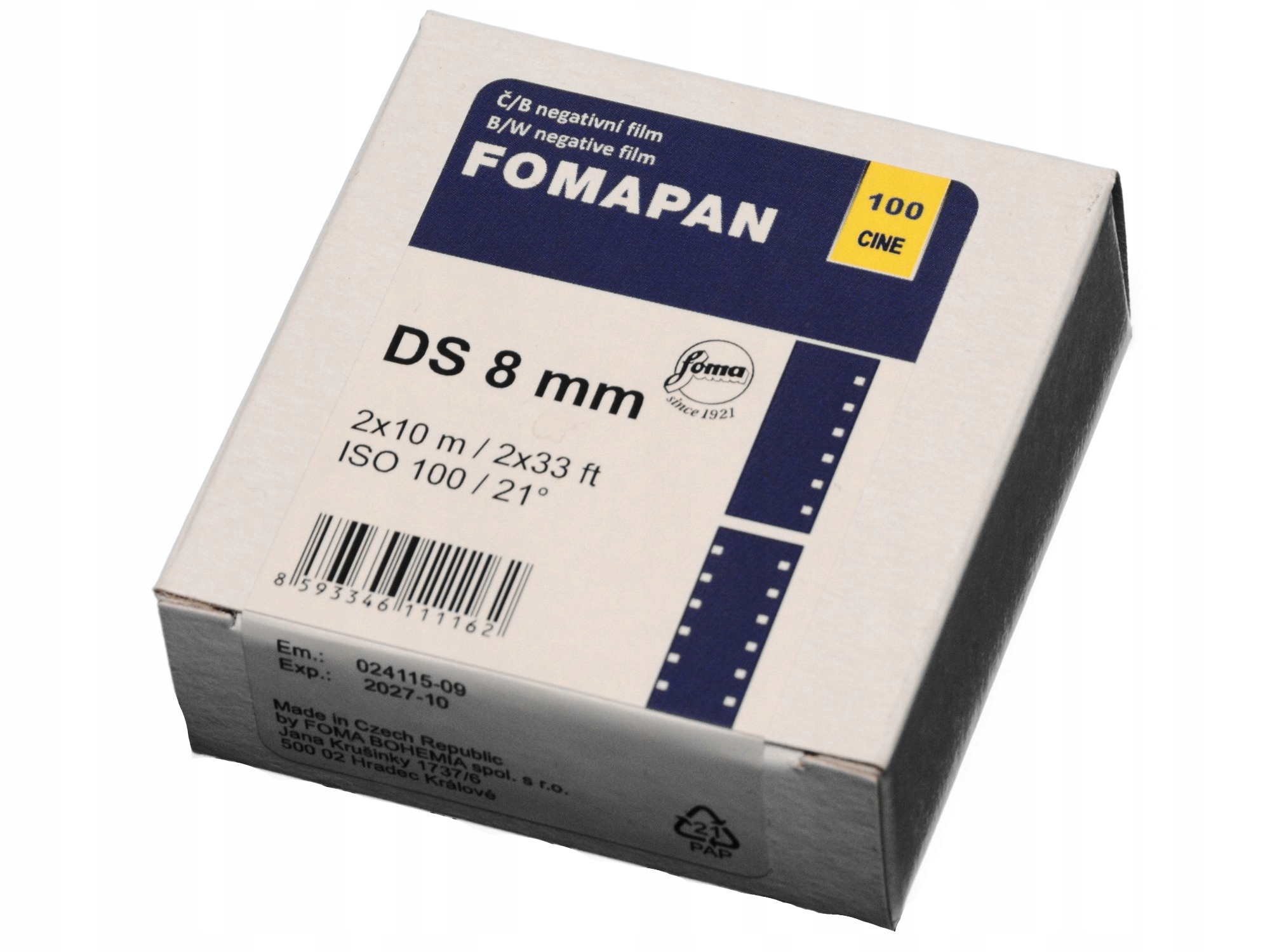 Fomapan 100 DS8 2x8mm film negatywowy