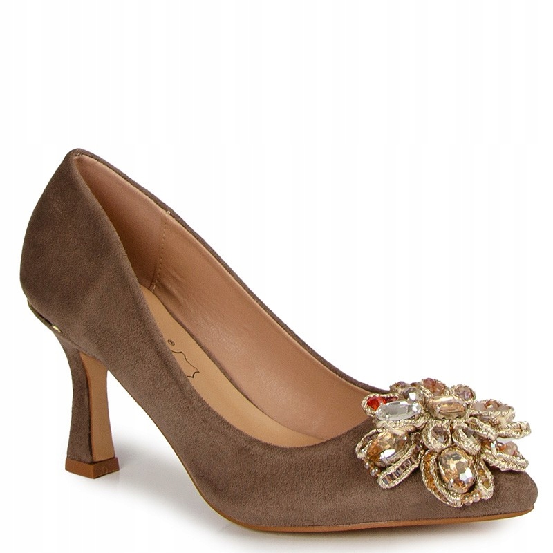 Sabatina 566-3W Lodičky Sloupek Kůže Semiš Béžová 37