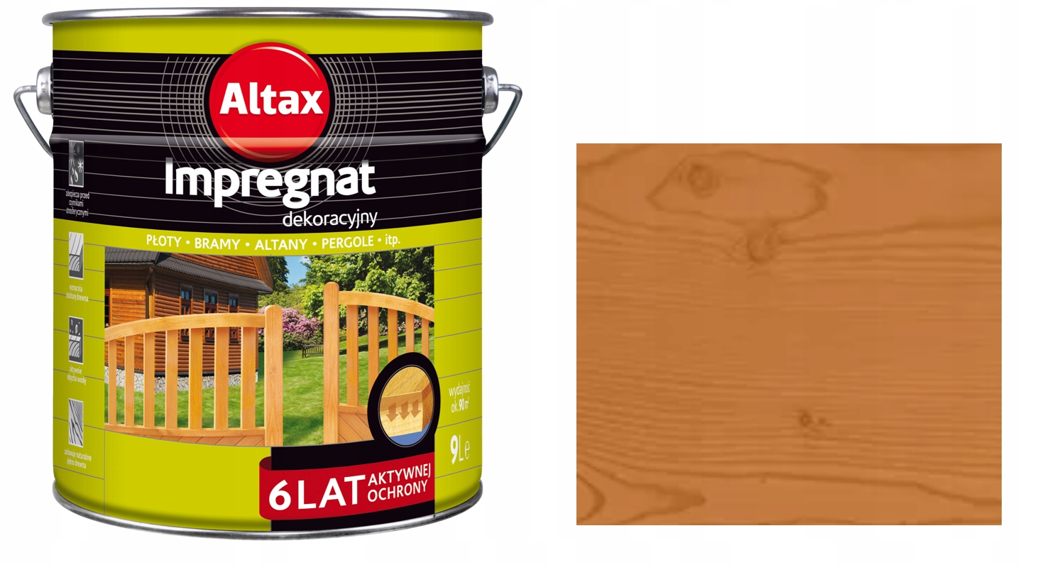 Altax Dekorativní Impregnace Na Dřevo 9L Pinia rozpouštědlová 6 Let