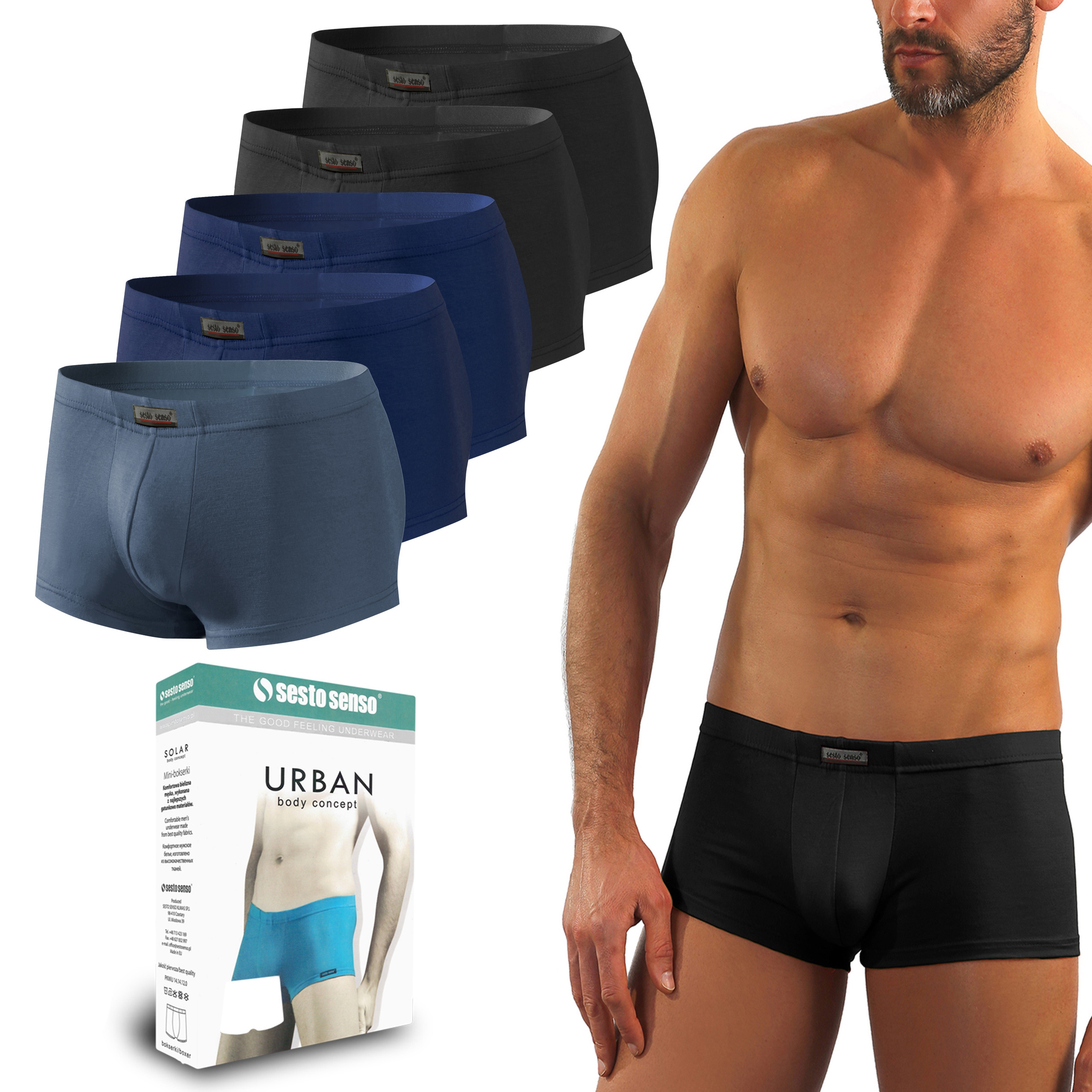 

Krótkie mini bokserki Sesto Senso Urban 5-Pak XL