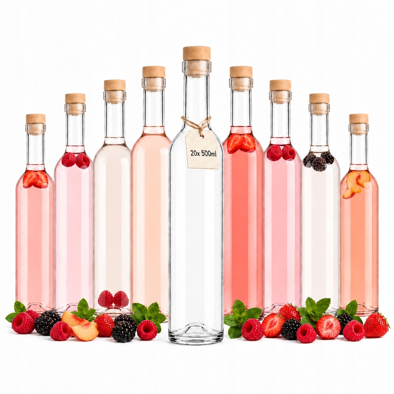 20X Butelka Futura 500 ml korek Víno Tinktura Alkohol Vodka Likér sirup