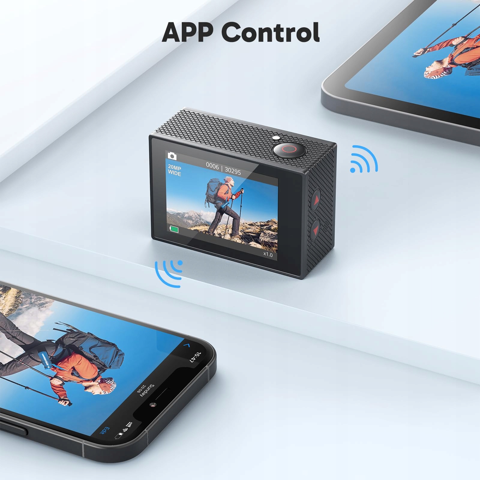 AKASO EK7000 Kamera Sportowa 4K 30FPS 64GB Karta SD Podwodna 170° LCD 2.4G — miniatura 8