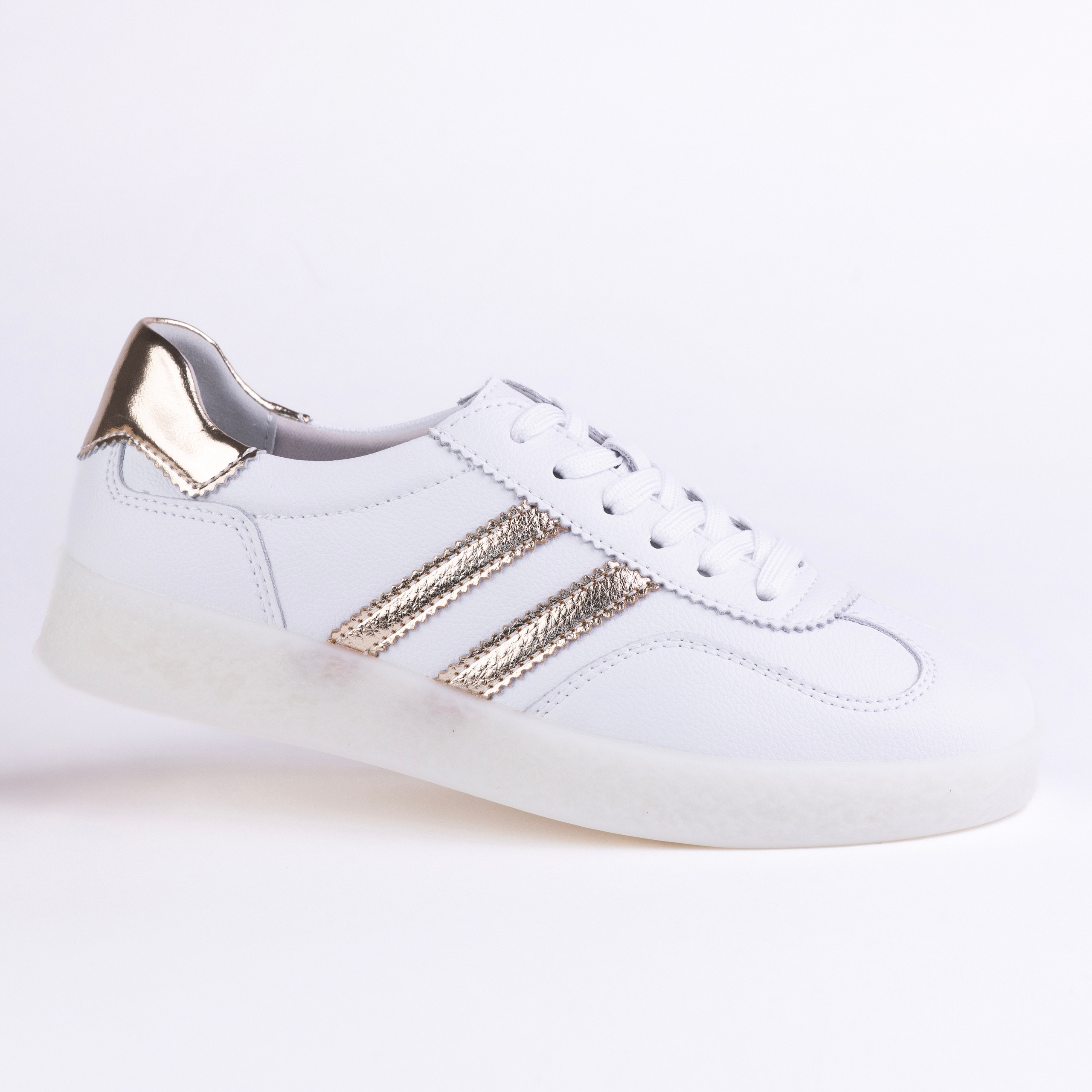 Sportovní dámské tenisky Goodin GD-RS-2102 kůže klasik bílé zlaté 41