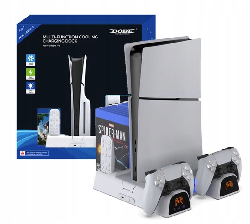 Wielofunkcyjna Stacja ładowanie z chłodzeniem Led Pilot Gry do PS5 Slim/pro