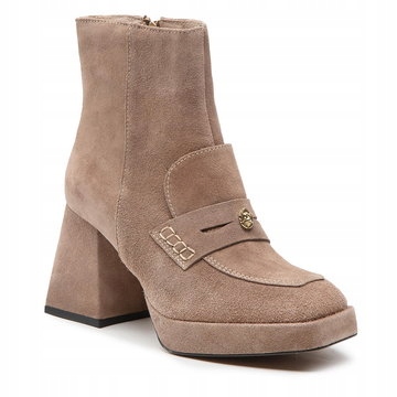 Béžové elegantní kotníkové boty platforma kožené boty na kotníku Karino 37