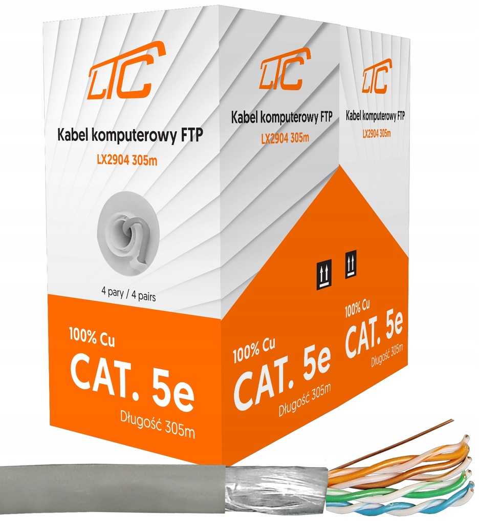 Počítačový Kabel Lanftp Stíněný RJ45 Kroucený Cat 5E 100% Měď 305 M