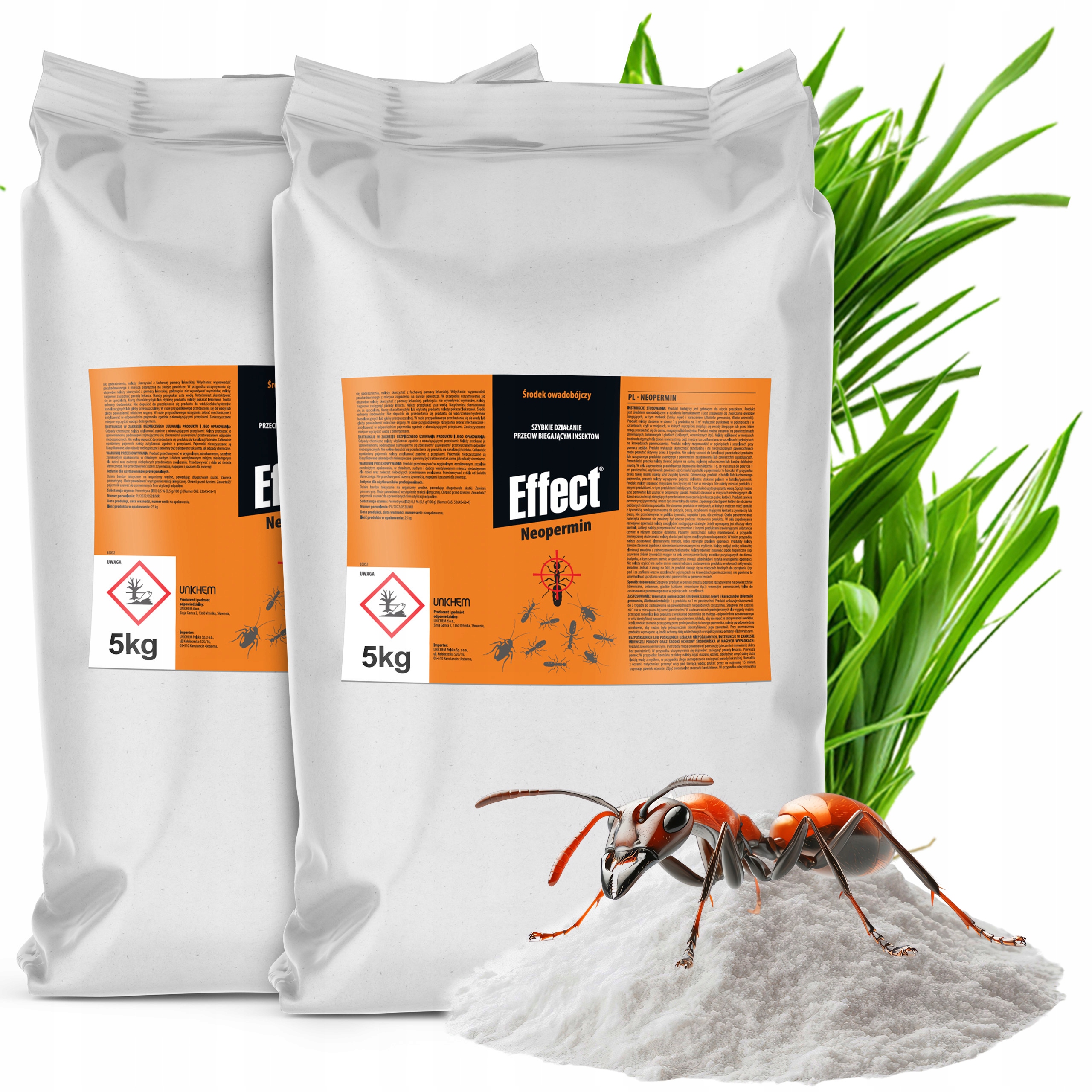 Środek Proszek Granulat Na Mrówki Pluskwy Rybiki Pchły Effect 5KG (2 Szt)