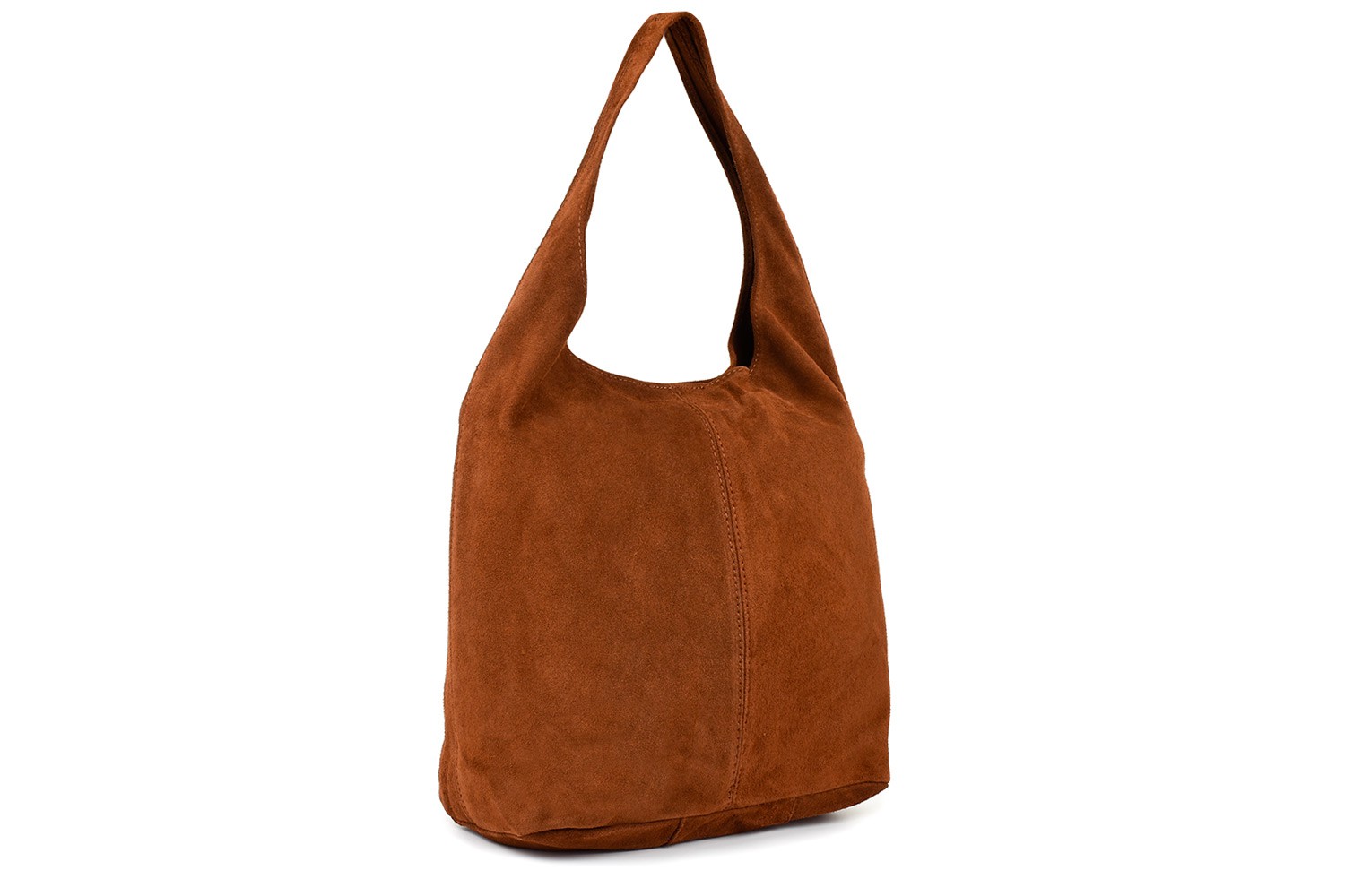 Hnědá semišová dámská kožená kabelka přes rameno s kapsou N88