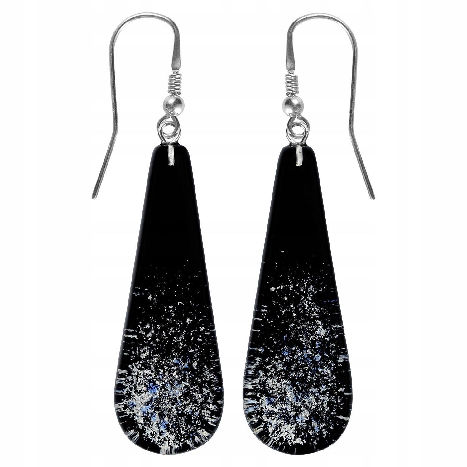 Dámské černé Náušnice Harf, muránské sklo