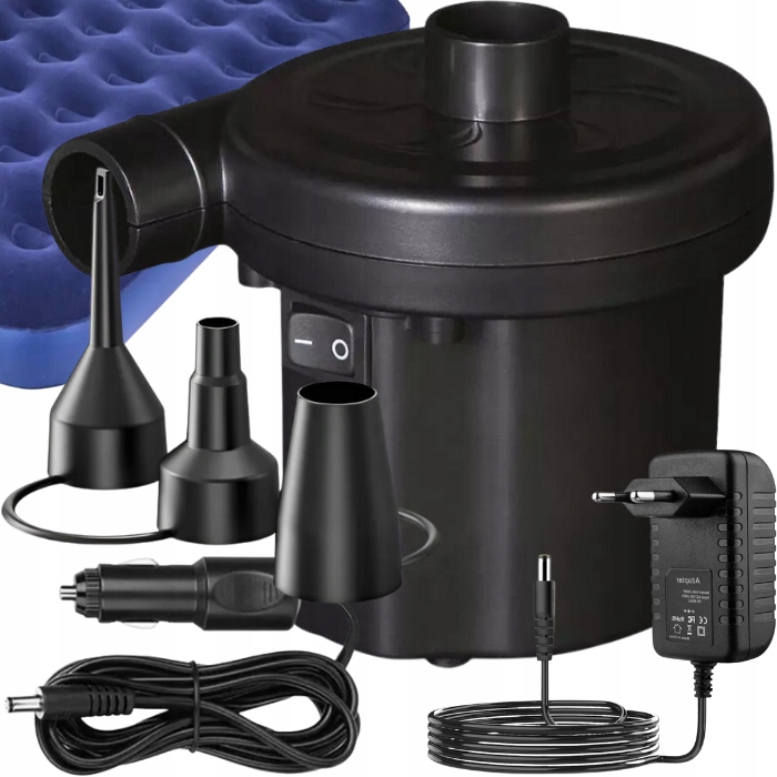 Pompka Elektryczna Do Materaca Basenu 2W1 230V 12V 50W 3 Końcówki