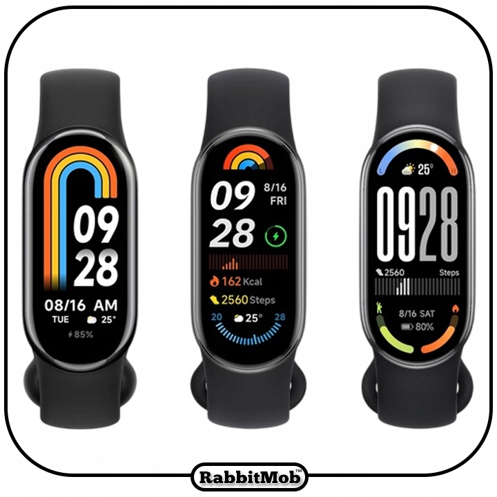 Pasek bransoleta Stalowa RabbitMob do Xiaomi Mi Smart Band 8/9/10 | Czarny Materiał stal