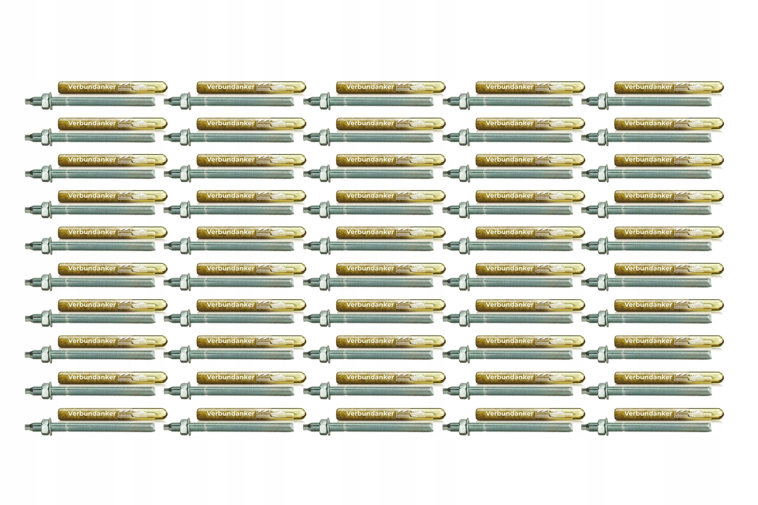 Sada 50 x Chemická kotva M8 Závitová tyč M8 x 110 mm Špendlík Kapsle
