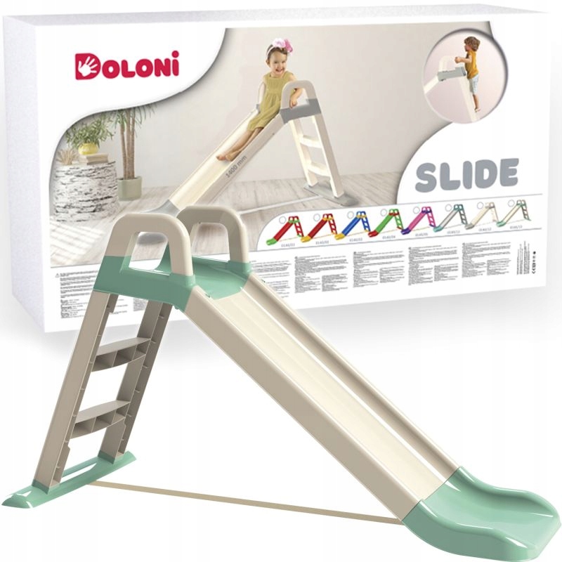 ZJEŻDŻALNIA Stabilna Ogrodowa dla Dzieci 140 cm beżowo-miętowa Marka Doloni