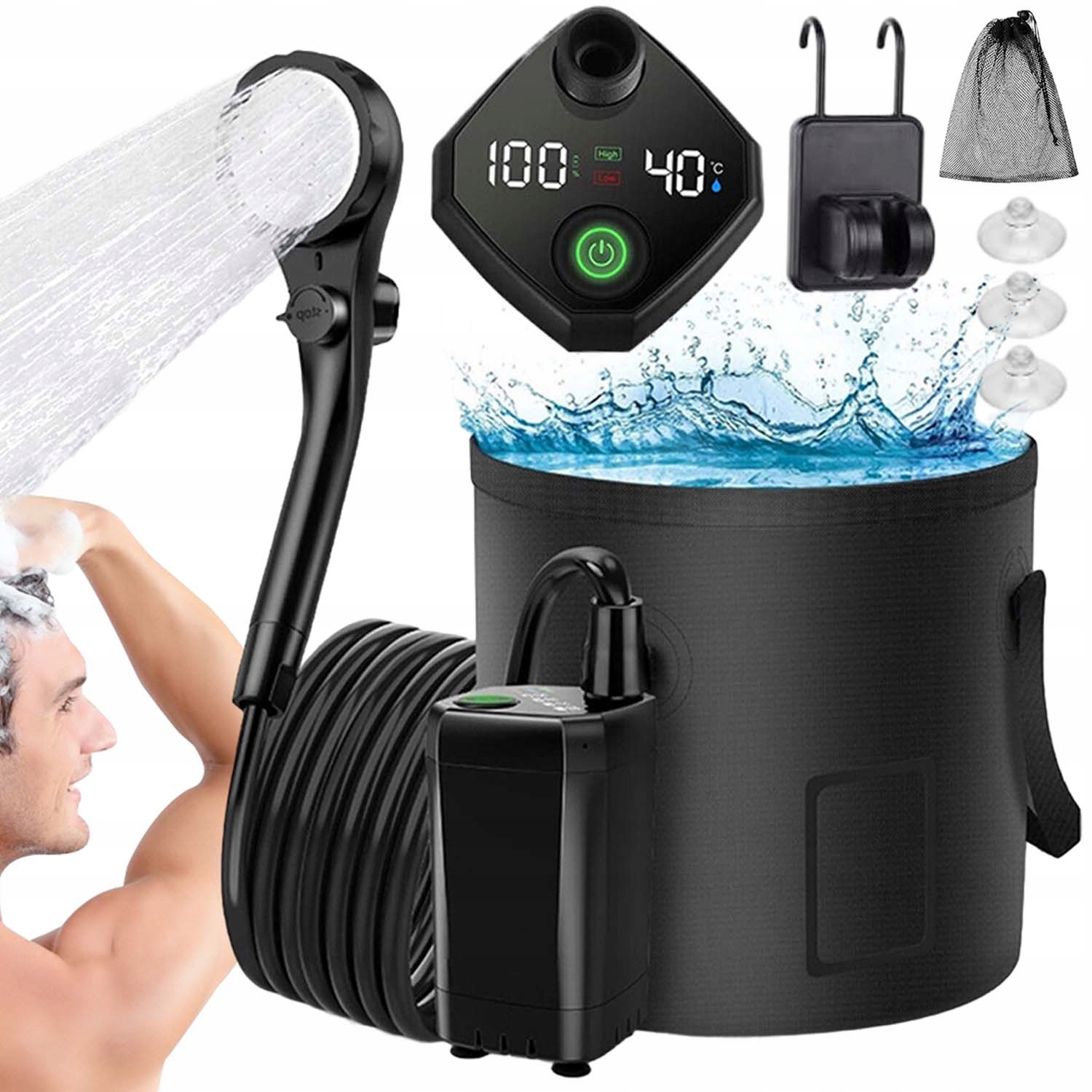 Přenosný Usb Sprchový Kout S Akumulátorovou Pumpou A Inteligentním Displejem