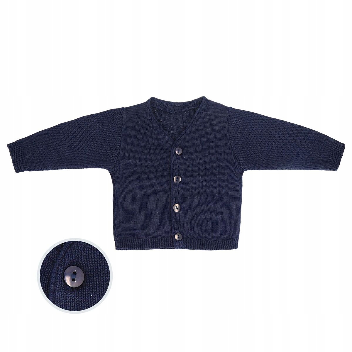 SWETER SWETEREK GRANATOWY bawełniany 86cm CHRZEST