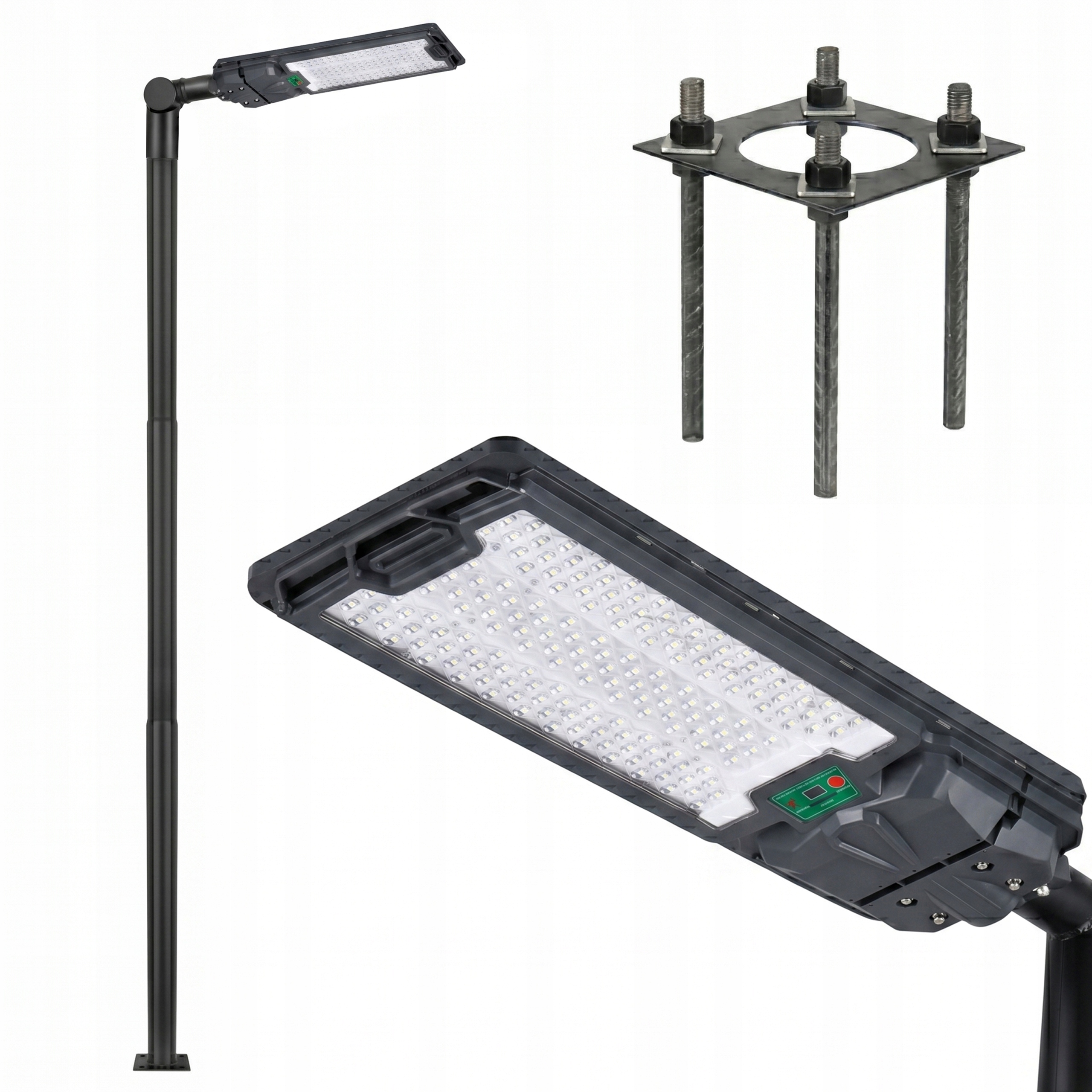 Osvetľovací stĺp 3 m Solárna Ulická lampa 300 W 76 mm 15 x 15 cm
